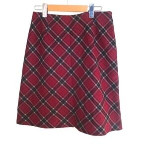 Tribal Red and Black Plaid A-Line Mini Skirt Medium
